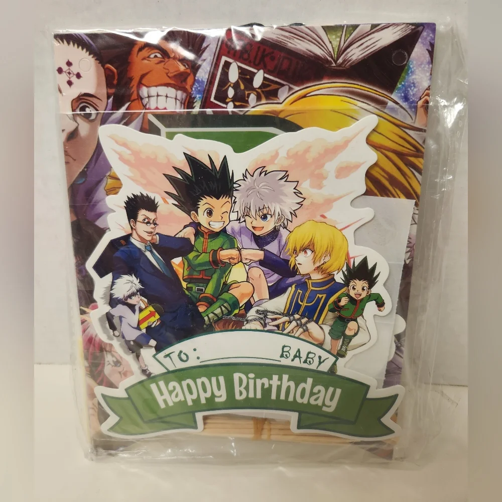Bundle of 2 Anime Hunter x Hunter & Sally Face Birthday Banner & Cupcake Toppers